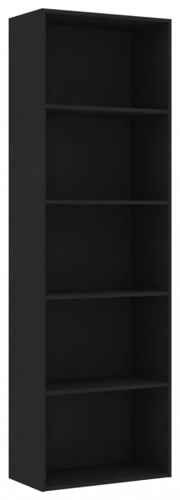 5-szintes fekete szerelt fa könyvszekrény 60 x 30 x 189 cm