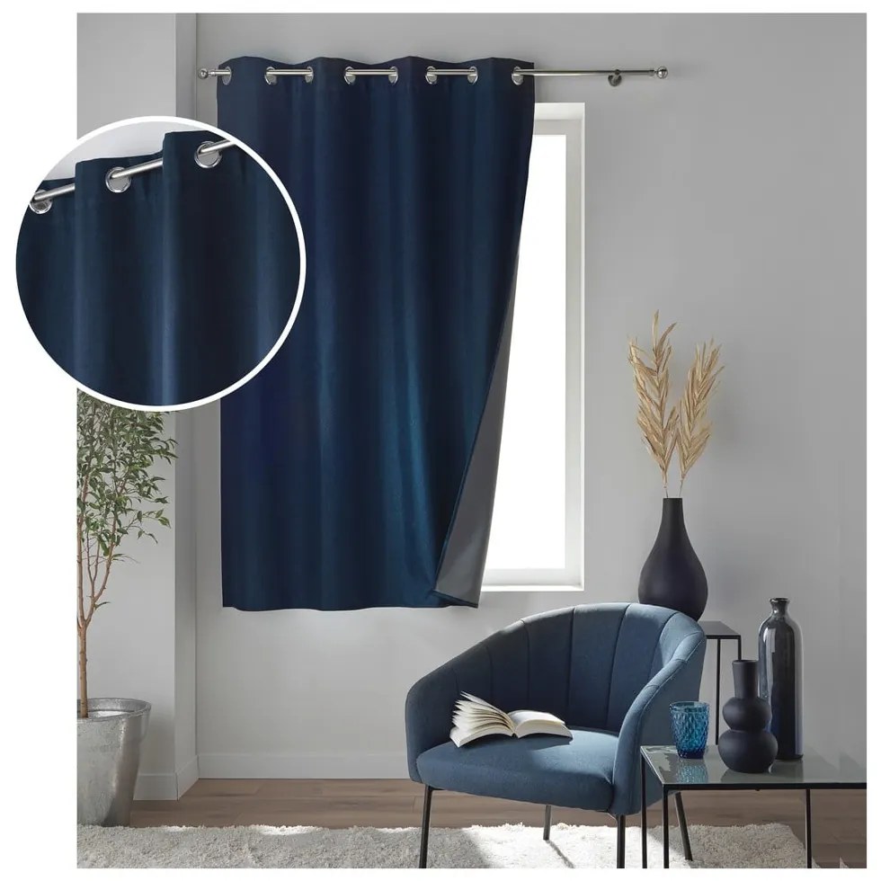 Sötétkék sötétítő függöny 140x180 cm Crepuscule – douceur d'intérieur