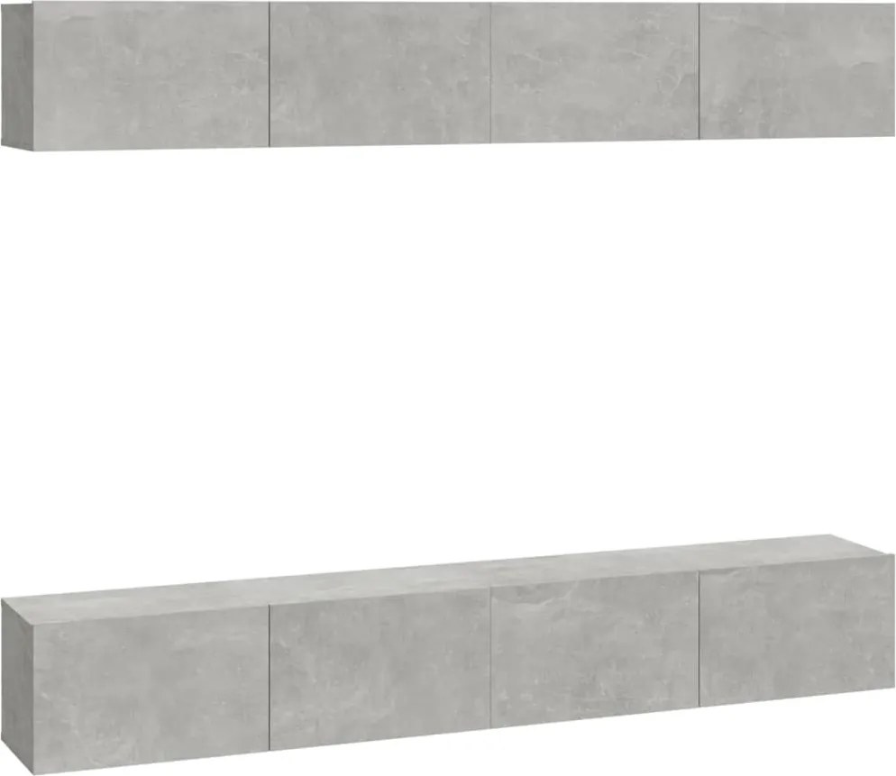 vidaXL 4 db betonszürke fali TV-szekrény 100 x 30 x 30 cm