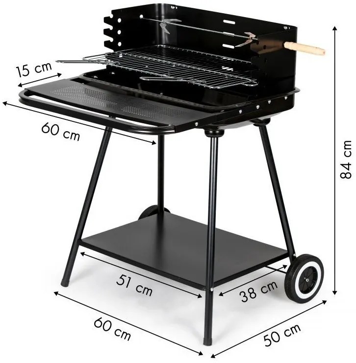 Praktikus kerti grill forgó nyársalóval