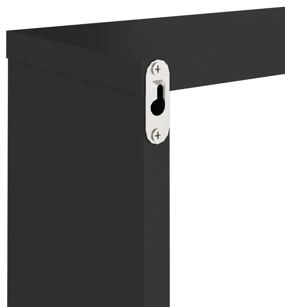 2 db fekete fali kockapolc 30 x 15 x 30 cm