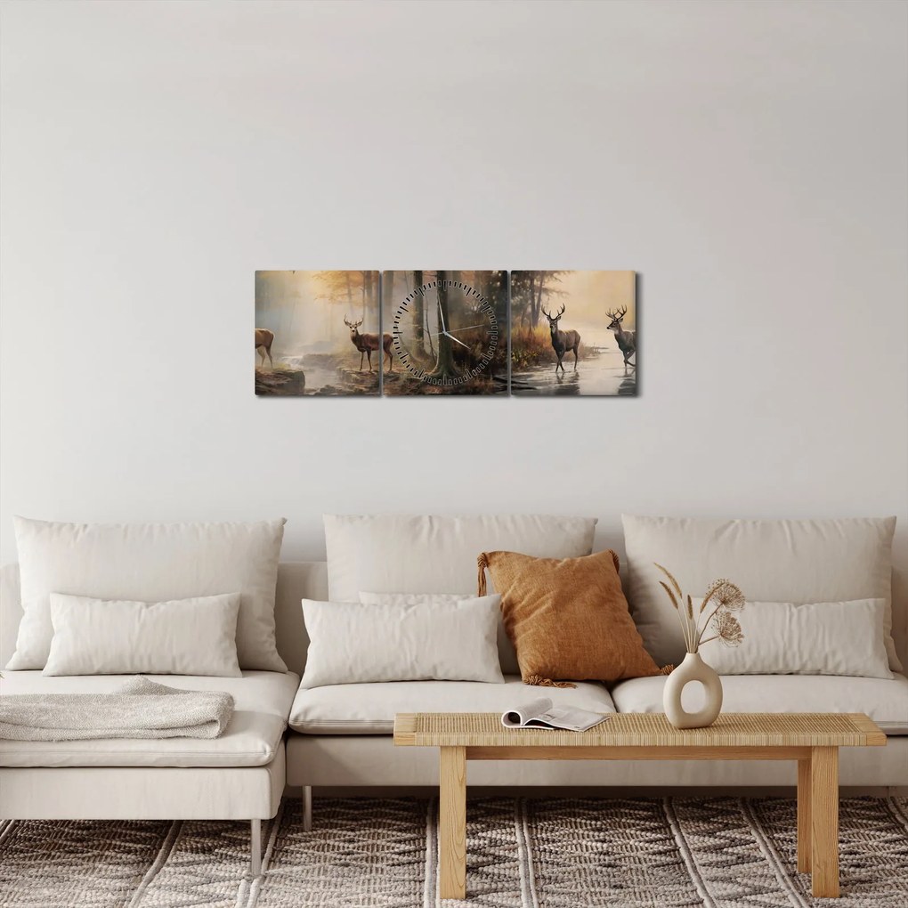 Kép - Vintage vadvilág festmény (órával) (90x30 cm)