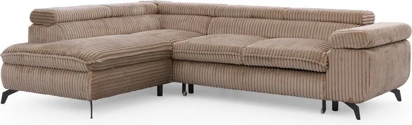 Barna kordbársony sarokkanapé (bal oldali-L alakú) Marbeya – Ropez