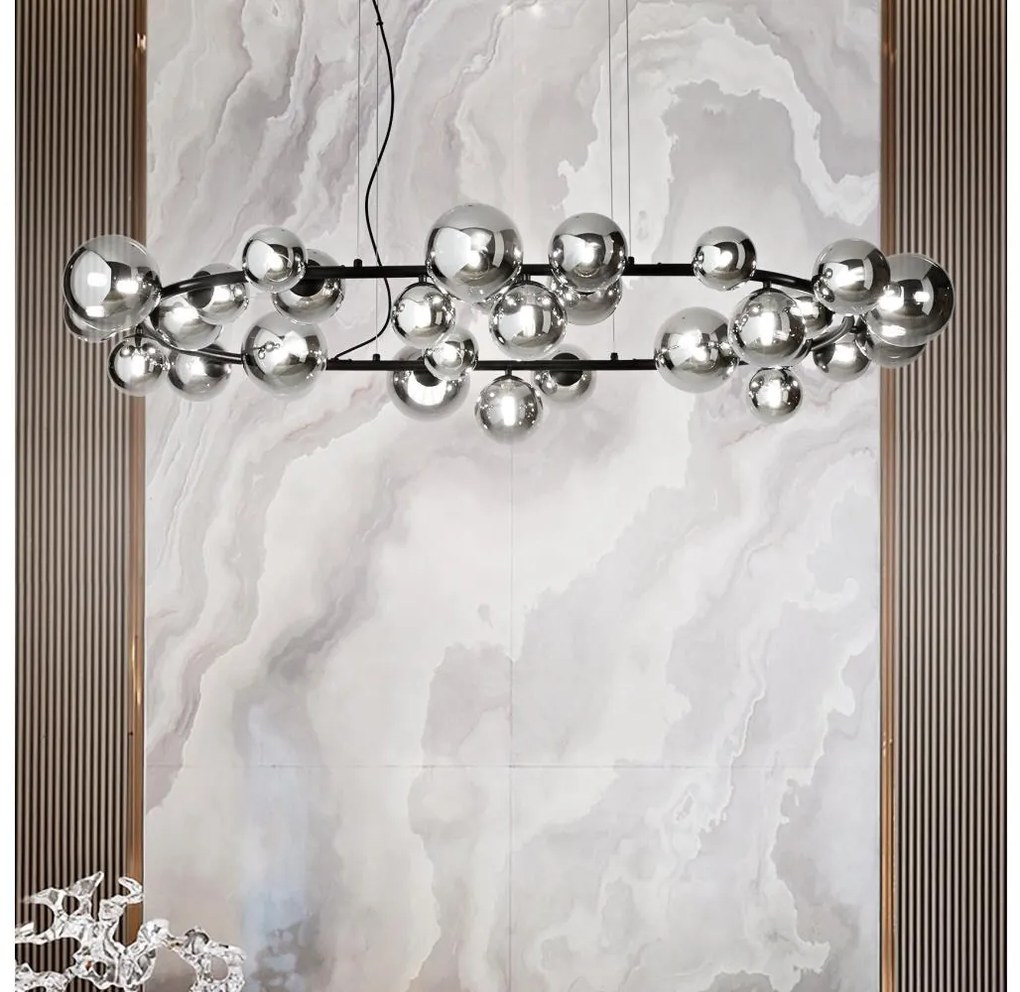 Ideal Lux - LED Csillár zsinóron PERLAGE 30xG9/3W/230V 143 cm fekete/füstös