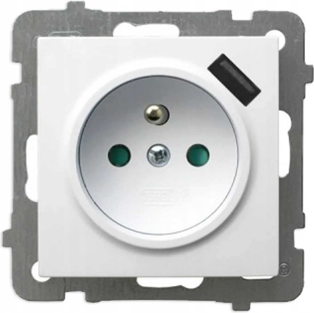 Fali elektromos aljzat USB-vel Ospel, fehér