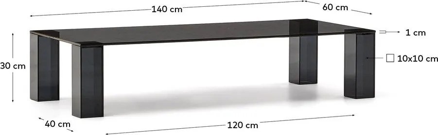 Sötétszürke üveg dohányzóasztal 60x140 cm Adularia – Kave Home