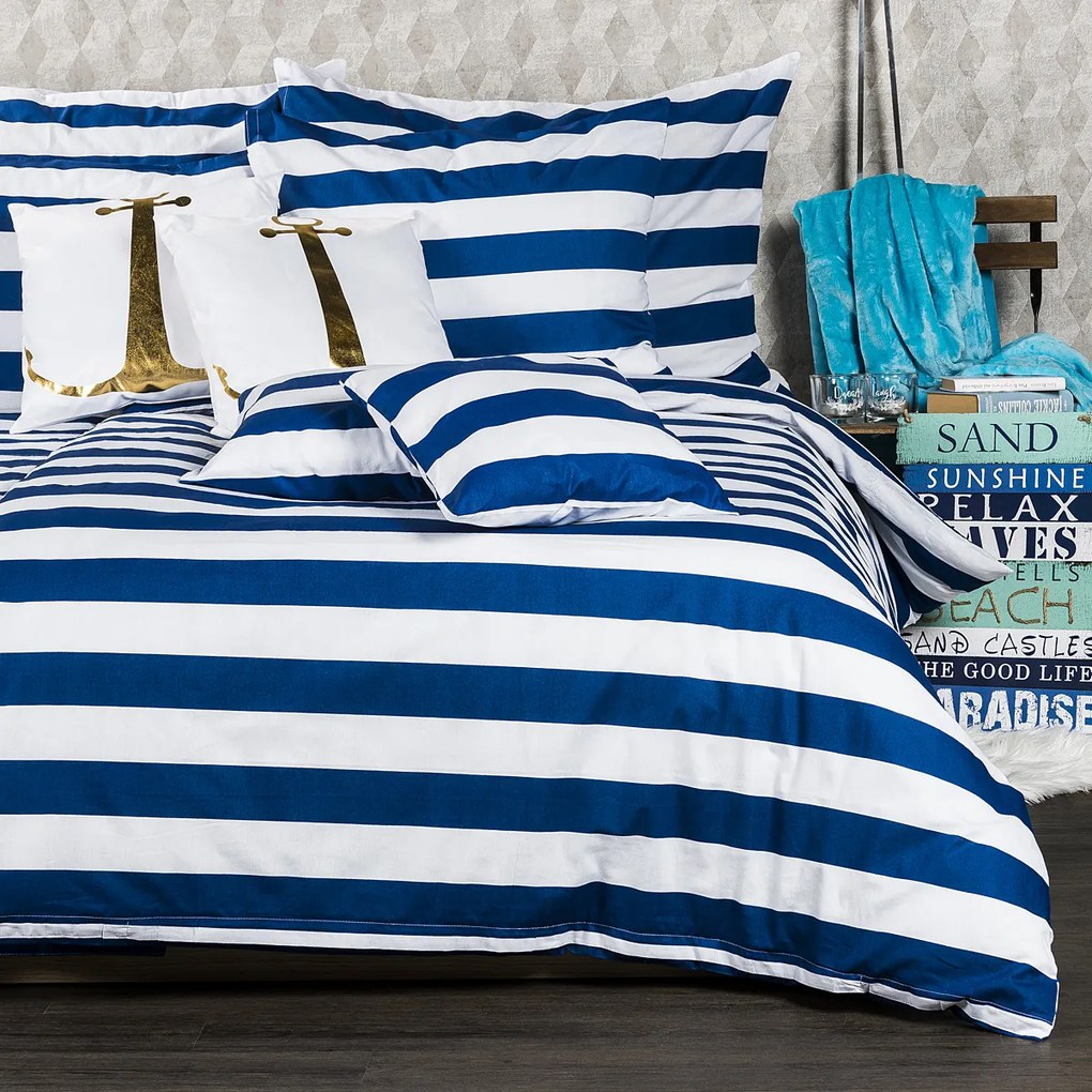 4Home Navy pamut ágyneműhuzat , 140 x 220 cm, 70 x 90 cm