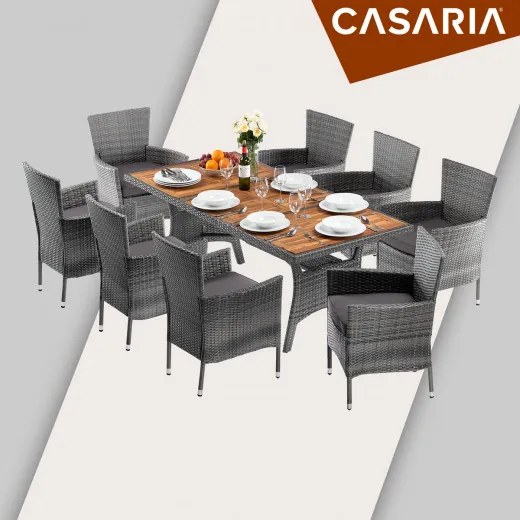 Casaria® Rattan asztal Takeo 190x90x75cm - akác