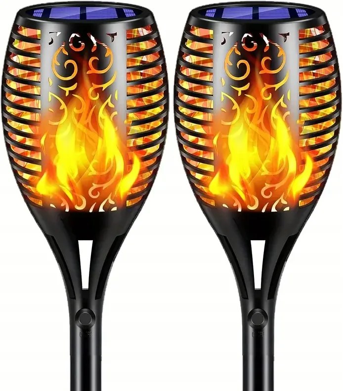 Napelemes lámpa Nagy Led fáklya 2 db