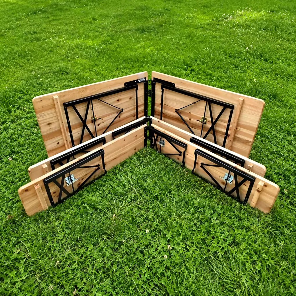 220x50 - 60 cm-es sörpad garnitúra – Kerti asztal padokkal 8 - 10 fő részére - 220 cm x 50 cm -