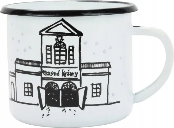 Zománc bögre 8 cm/0,35l, fehér "húsbolti" dobozban