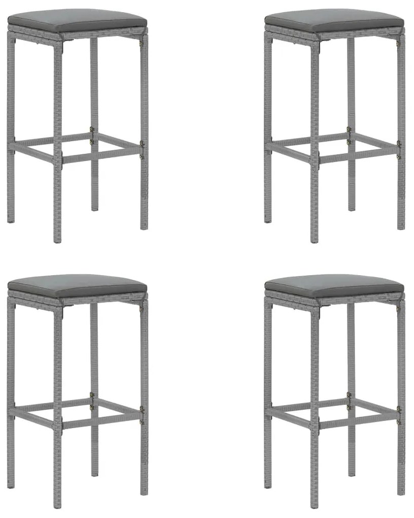 5 részes szürke polyrattan kerti bárszett párnákkal