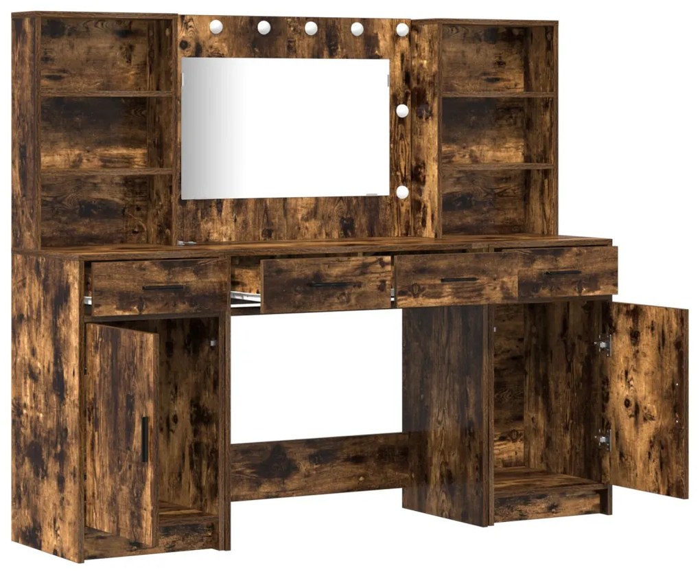 Sminkasztal Készlet 3 pcs Füstölt tölgy 78.5 x 41 x 135 cm