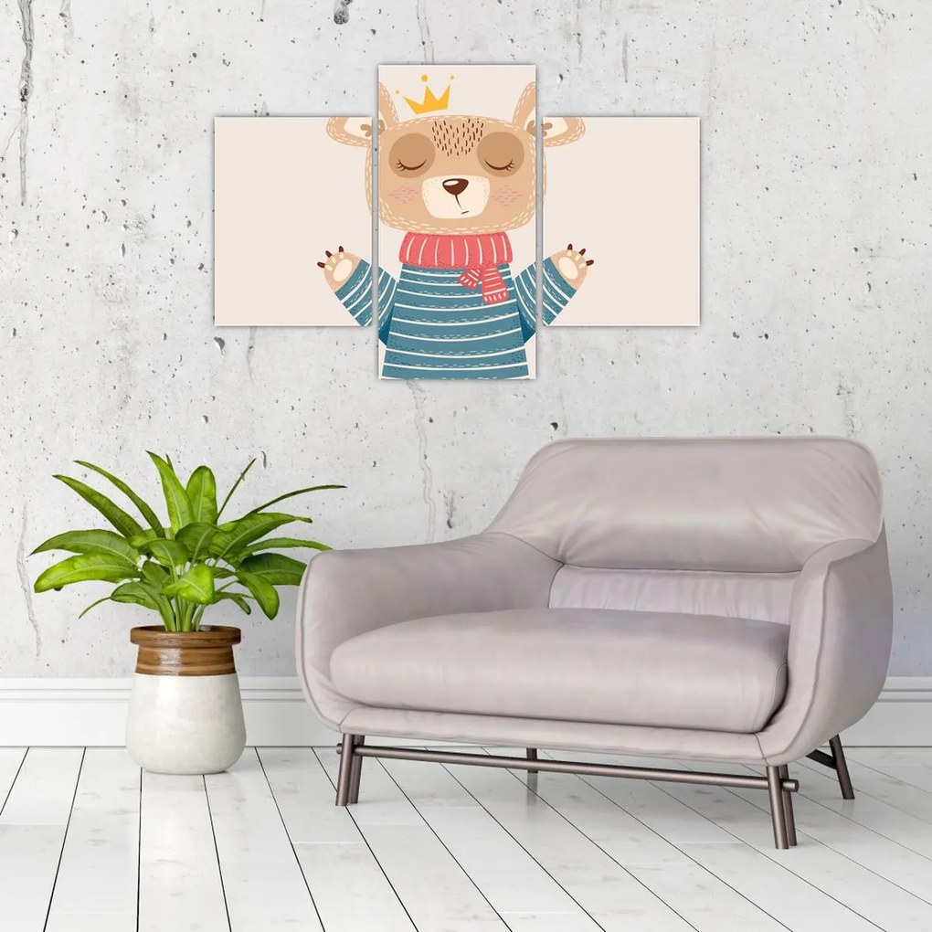 Kép - Bézs mackó koronával (90x60 cm)