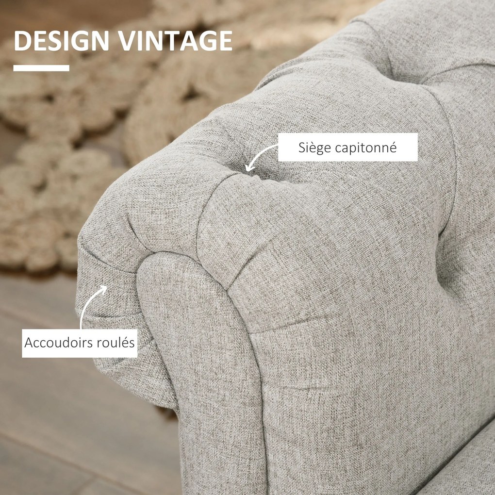 HOMCOM Tároló Pad, Ágy Vége, Vászon Hatású Tároló Láda Fával, 146,5 x 49 x 72 cm, Szürke | Aosom