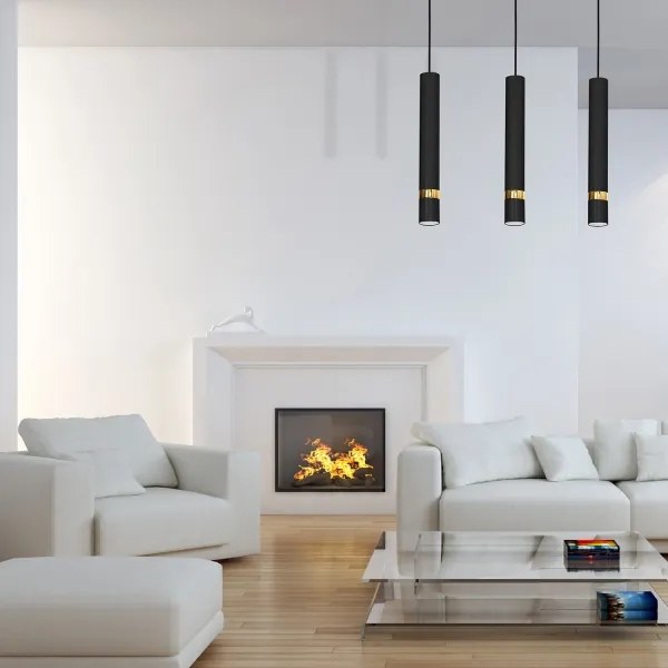 Kábelre szerelt csillár JOKER 3xGU10/25W/230V fekete/arany