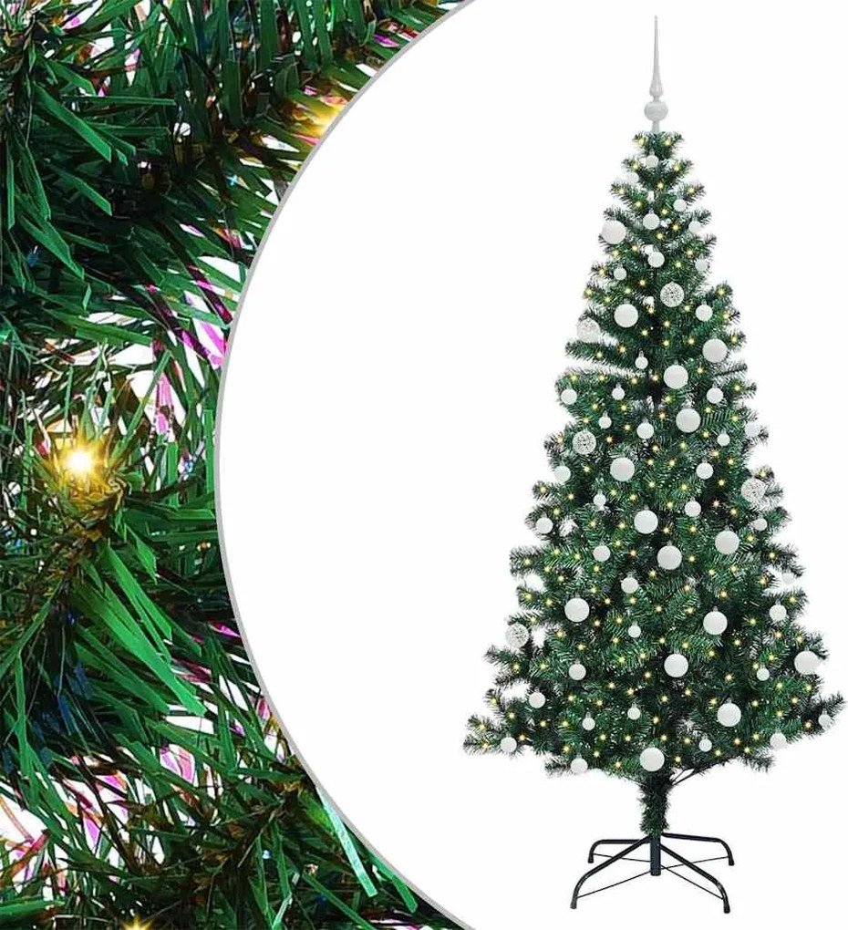 vidaXL Mesterséges, előre világított karácsonyi fa Zöld 180 cm