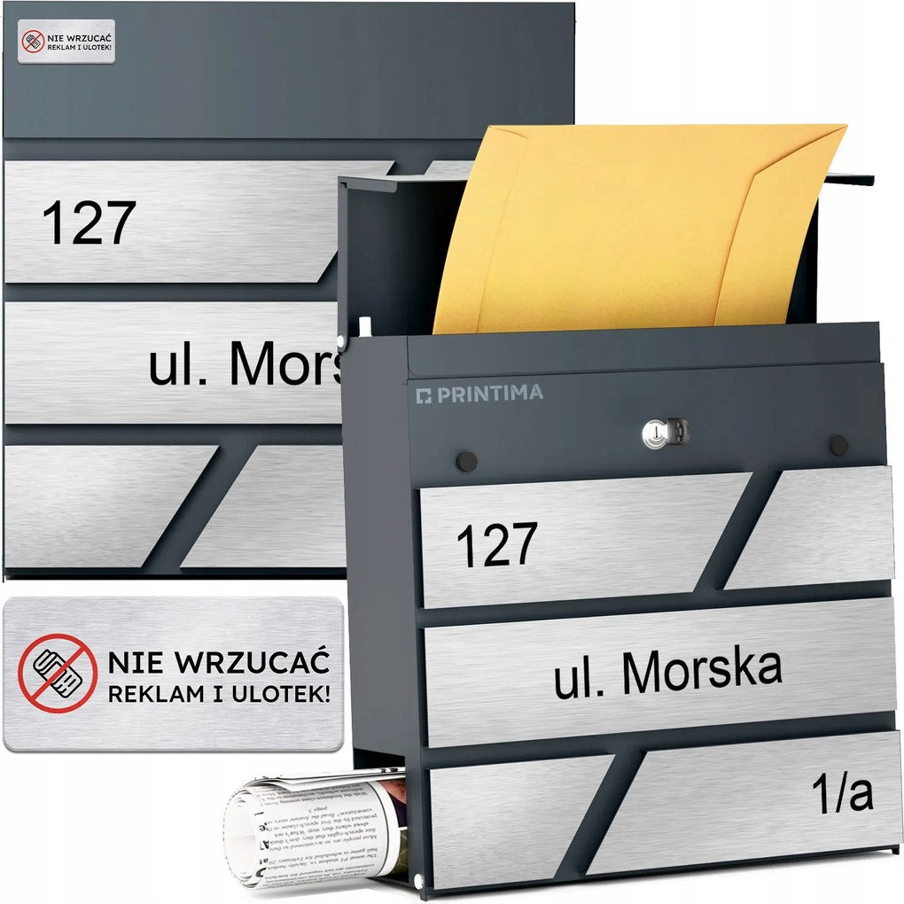 Nagy Levéltartó Doboz Házszámmal Antracit Levéltartó Doboz Házszám