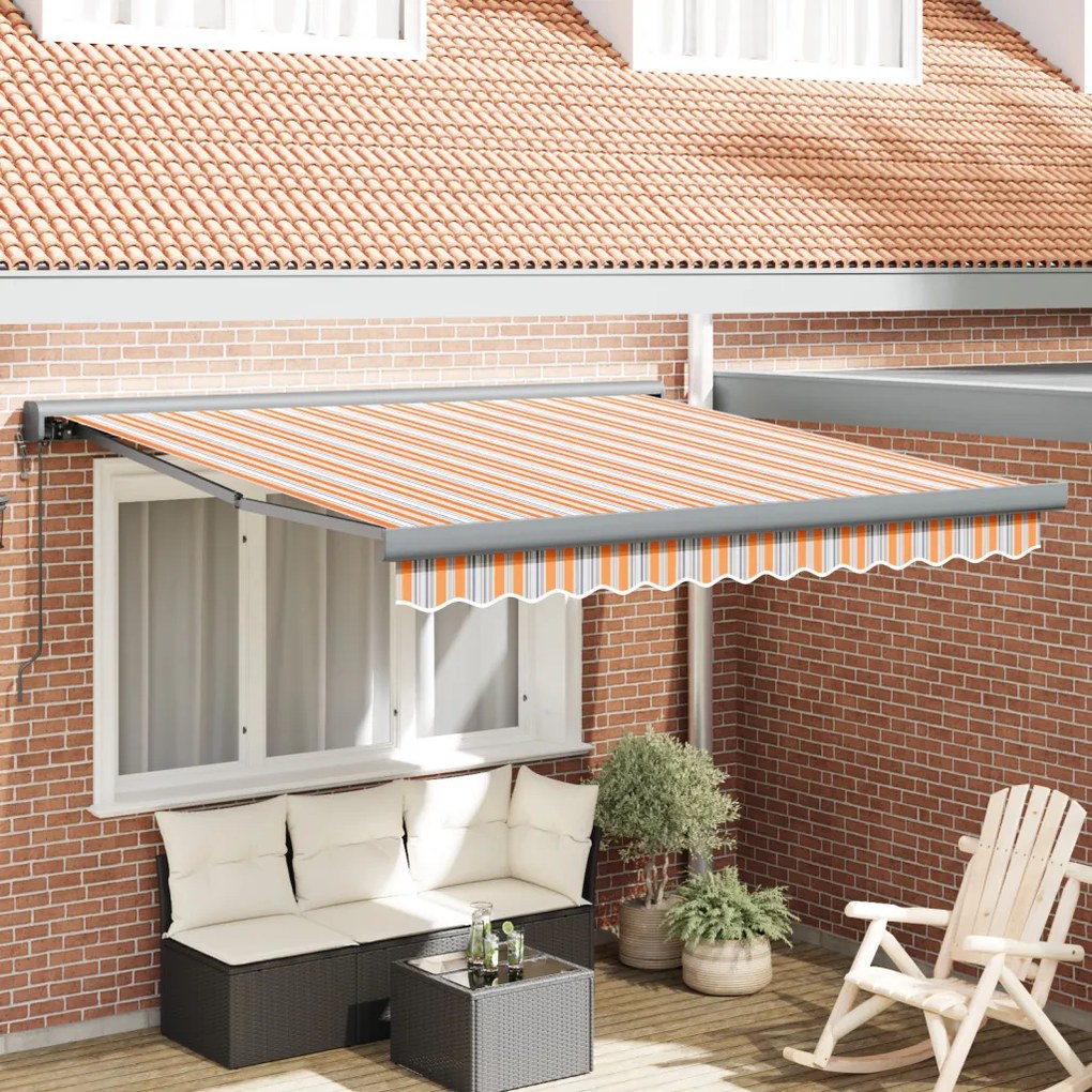 Automatikus Behúzható Napellenző Többszínű Csíkokkal 300x250 cm