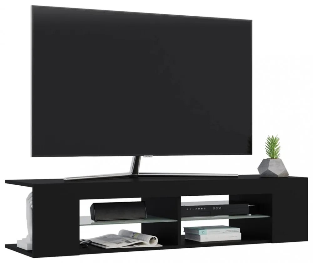 fekete TV-szekrény LED-lámpákkal 135 x 39 x 30 cm