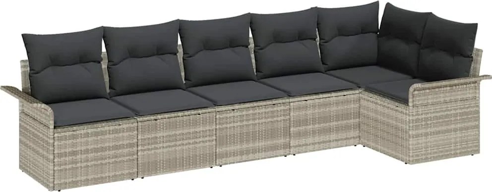 vidaXL Kerti Kanapé Szett tárolóval 6 pcs Világosszürke polirattan