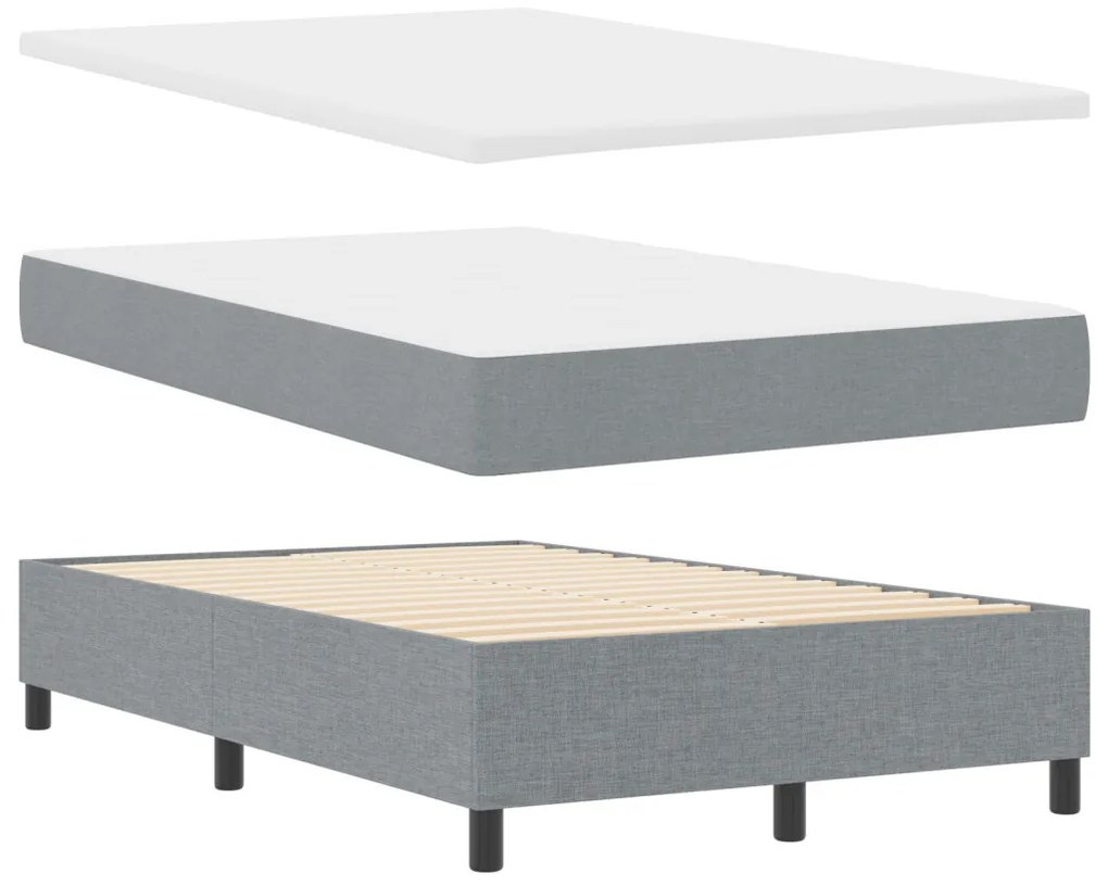 Boxspring Ágy Matraccal Világosszürke Kis Kétszemélyes Szövet
