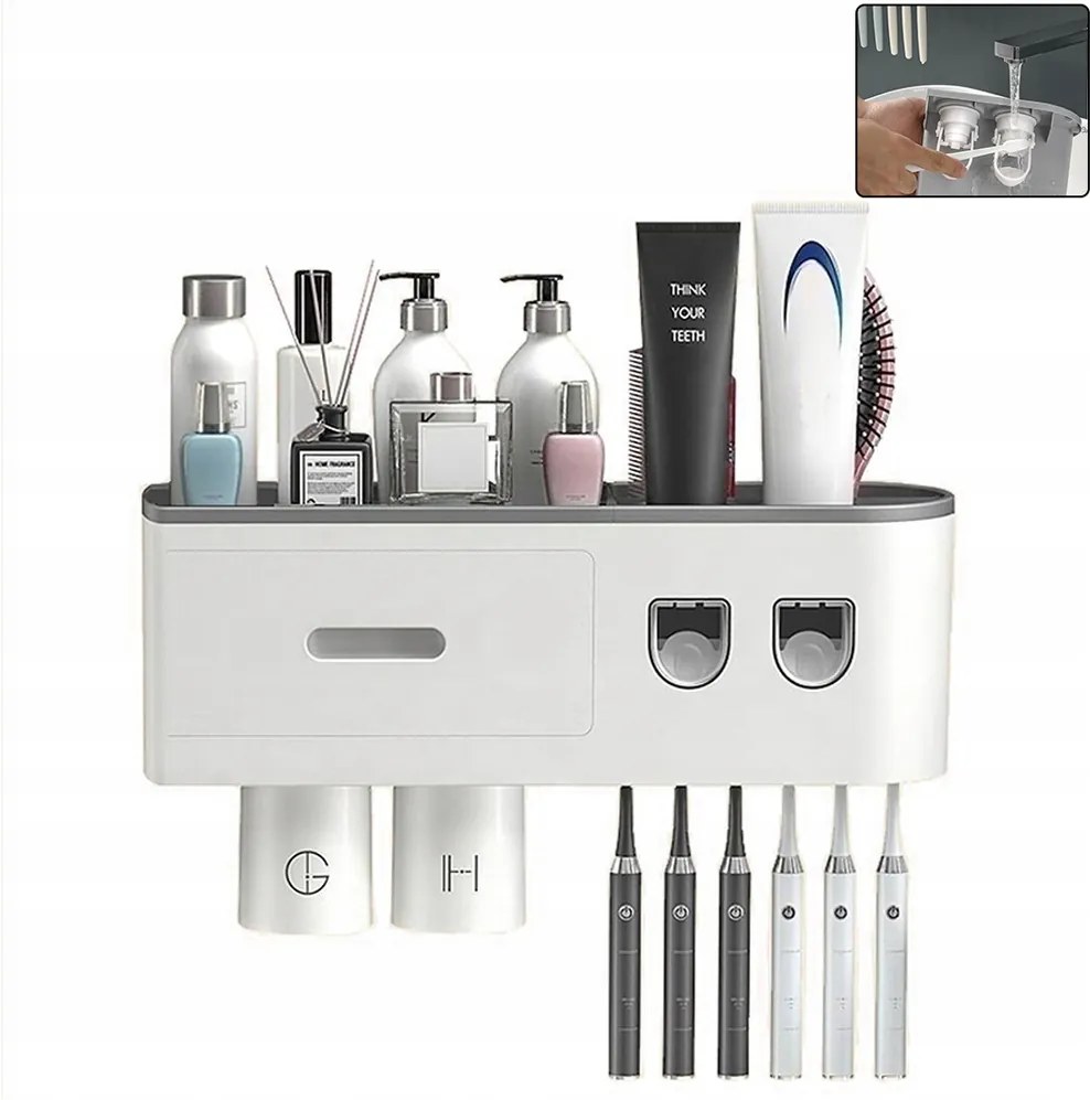 Fogkefe Tartó Falra Szerelhető, Fogkrém Adagolóval