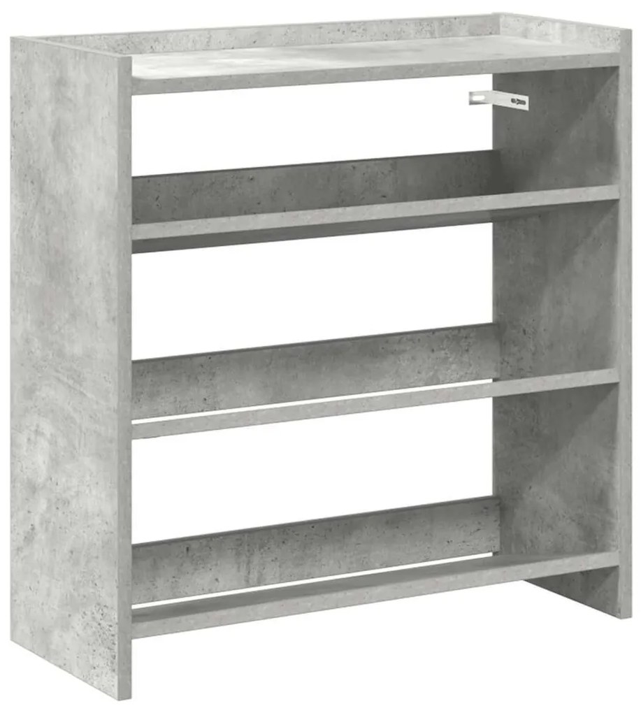 betonszürke szerelt fa cipőtartó 60x25x62 cm