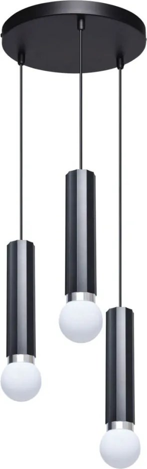 ITALUX PND-33849-3R-BK MACERA Többágú Függesztett Lámpa Fekete E27 IP20
