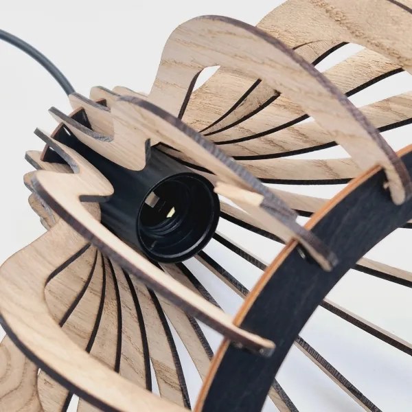 Csillár zsinóron TUCCI 3xE27/15W/230V tölgy/fekete