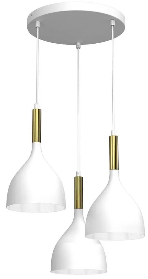 Csillár zsinóron NOAK 3xE27/15W/230V fehér/arany