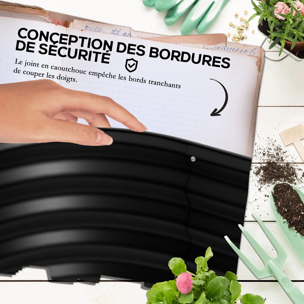 Outsunny Moduláris Magaságyás Zöldségpalántázó Acél Kertészláda Zöldségekhez, Növényekhez, Virágokhoz, 150 x 62 x 30 cm, Fekete | Aosom