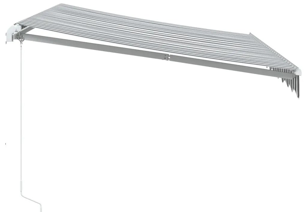 antracitszürke-fehér kézzel kihúzható napellenző 300 x 250 cm