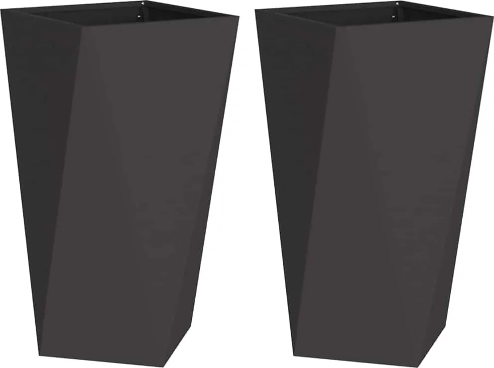 vidaXL Növénytartó 2 pcs Fekete 40 x 40 x 75 cm Acél