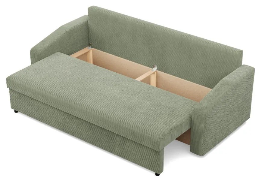 Zeus kanapéágy, kordbársony, hab töltet, döntött kartámasz, zöld