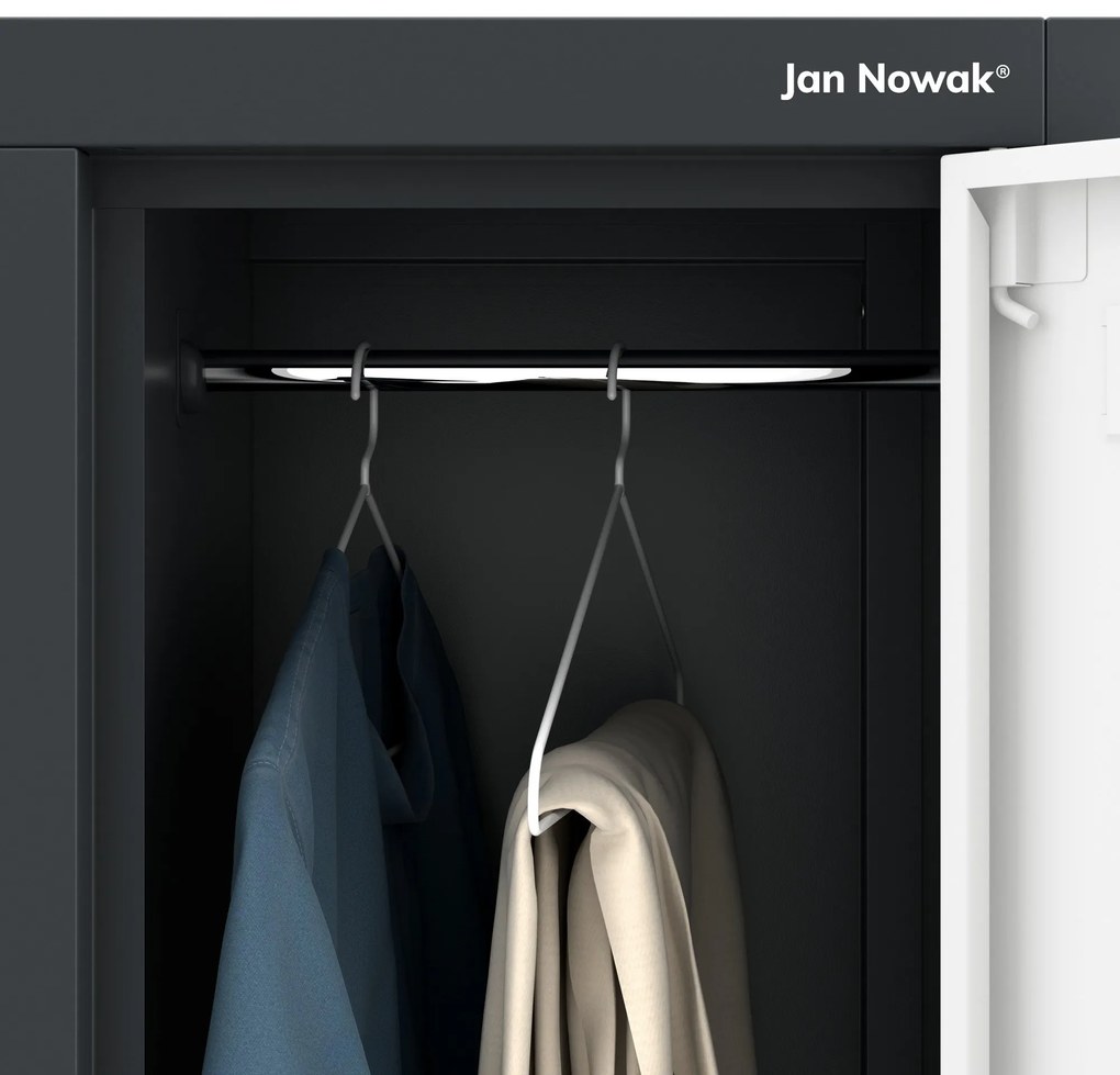 Fém öltözőszekrény 6 rekeszes IGOR, 900 x 1850 x 450 mm, antracit-fehér