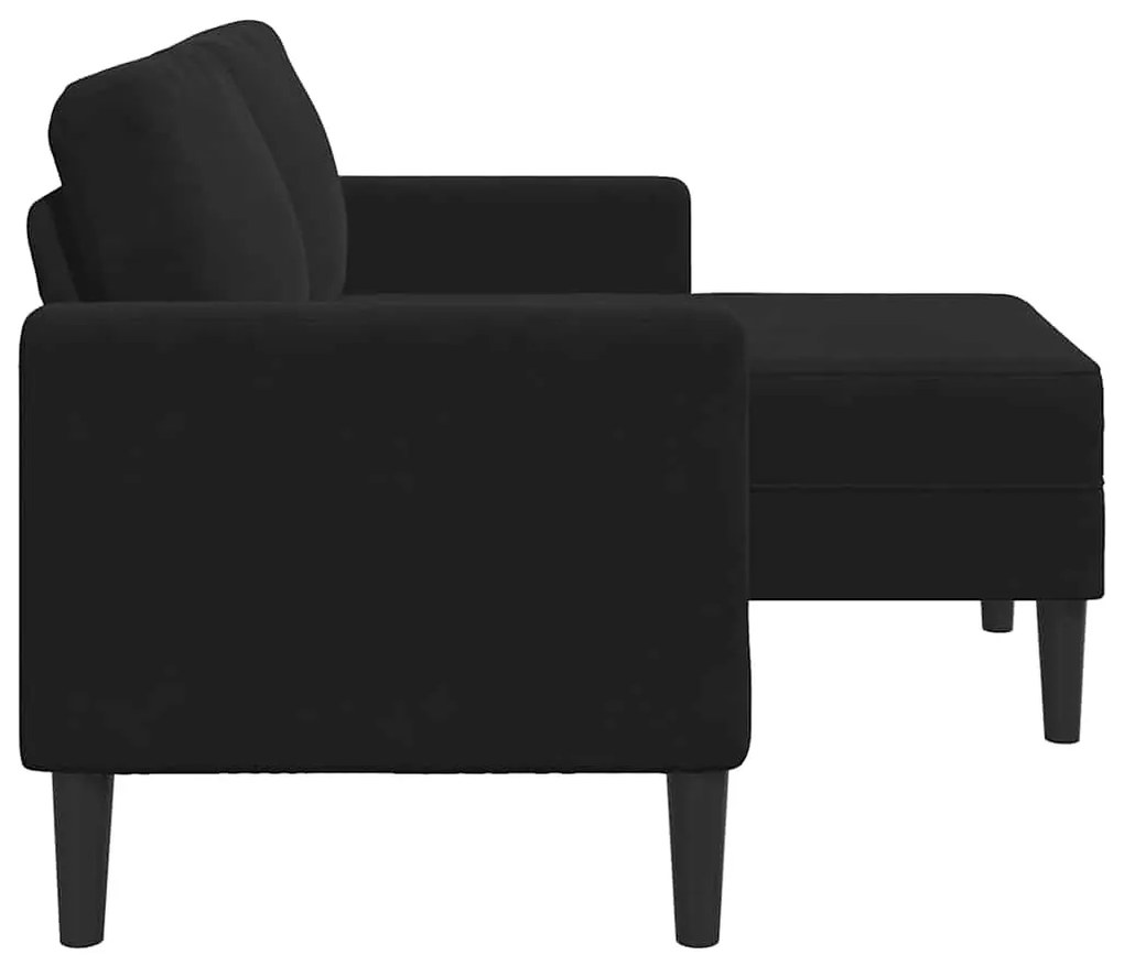 fekete bársony 2 üléses kanapé L-alakú kanapéval 125 cm
