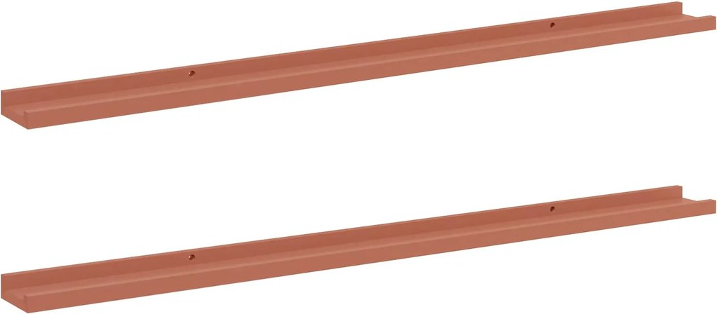 vidaXL Falpolc polcokkal tárolóval 2 pcs Piros 115 x 9 x 3 cm Faanyag