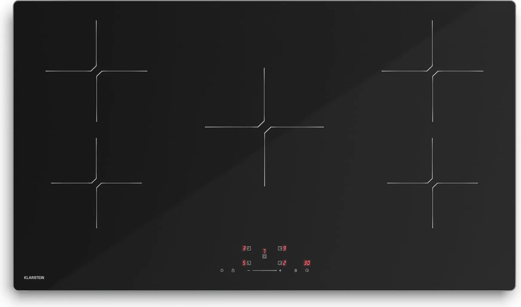 Klarstein PowerGlide indukciós főzőlap | Modern és nagy teljesítményű | 5 főzőzóna | 9800 W | 90 cm