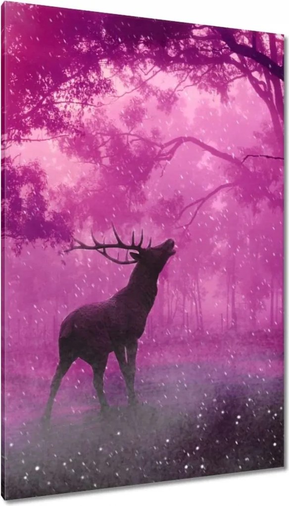 Vászonkép 80x120 Szarvas a varázslatos erdőben
