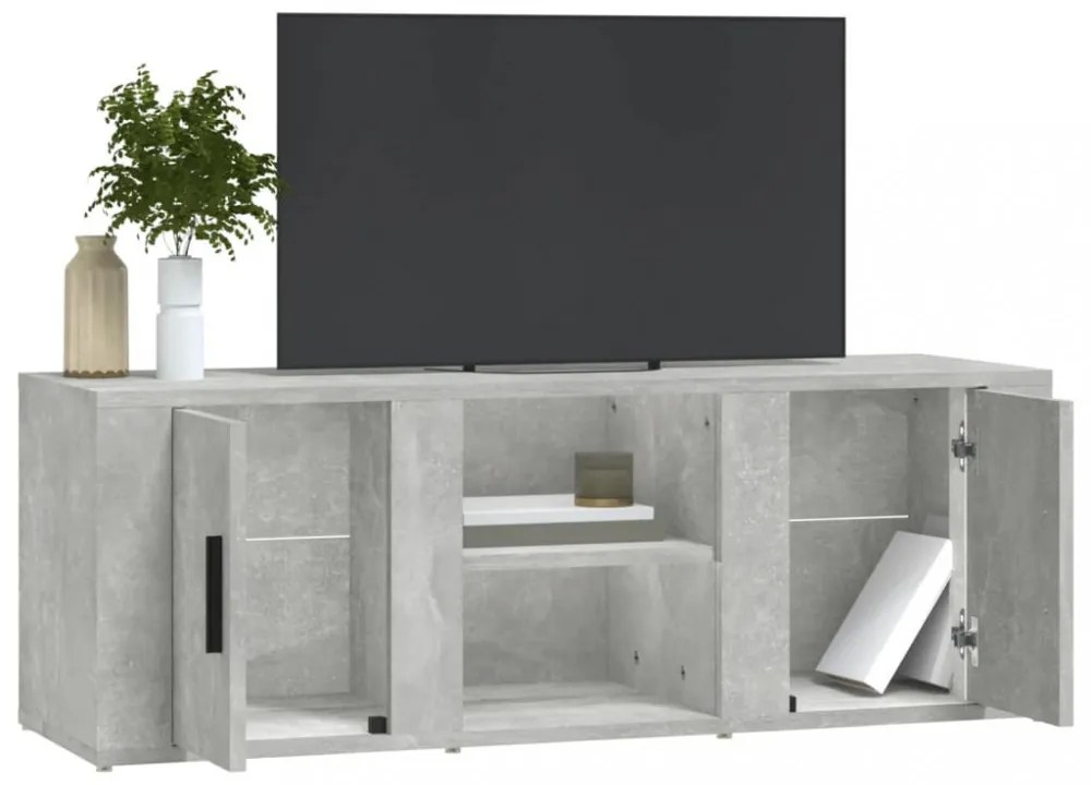 betonszürke szerelt fa TV-szekrény 100 x 31,5 x 35 cm