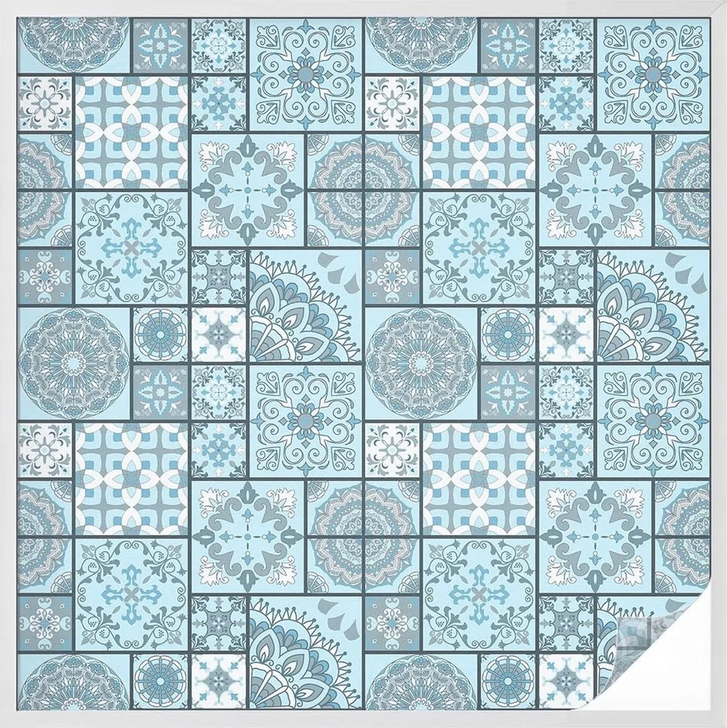 Ablakfólia Öntapadós Adatvédelem Kék csempe 100x100