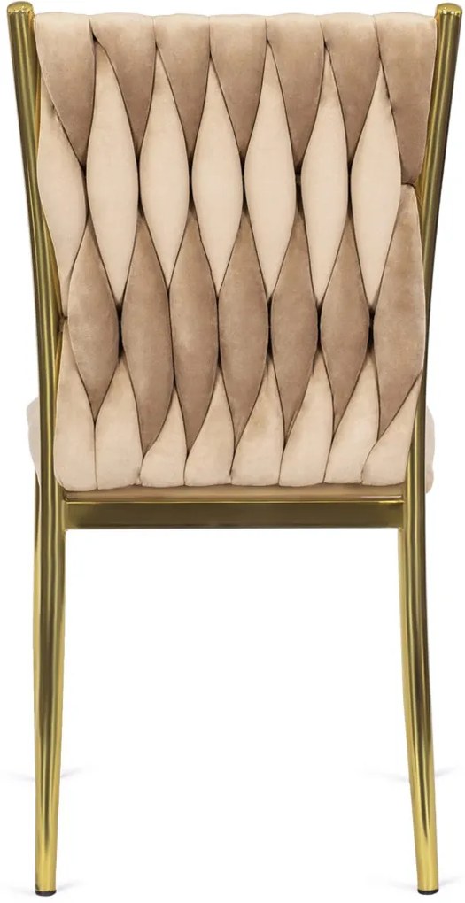 Krzesło DAN Beżowe Plecione Welurowe