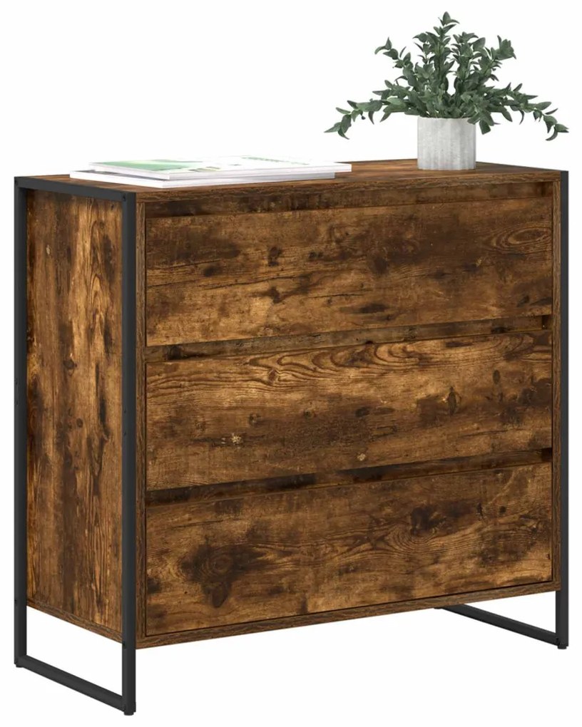 Széf fiókkal Füstös tölgy 79 x 36 x 75.5 cm Faanyag