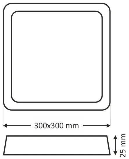 LED mennyezeti lámpatest LED/24W/230V 3000/4000/6500K 30x30 cm fekete