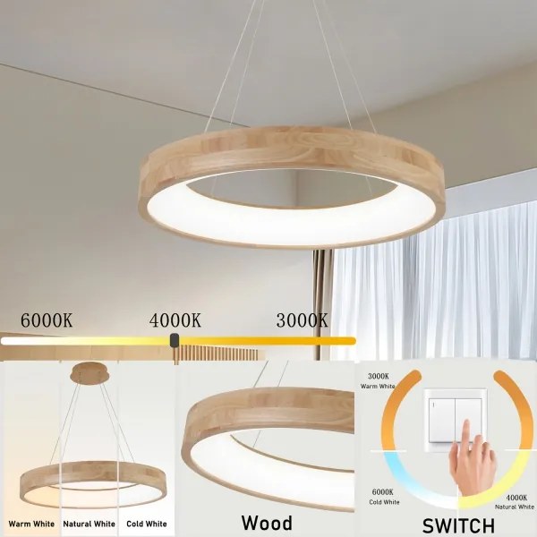 Brilagi -LED függőlámpa kábellel FALCON WOOD LED/40W/230V 3000/4000/6000K 60 cm fa