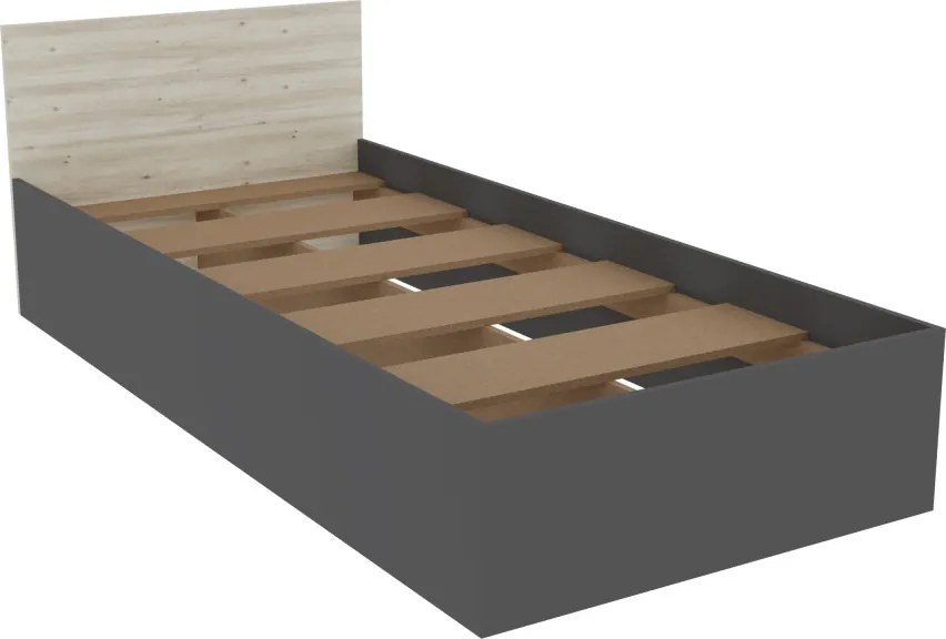 Malmo V18 hálószoba szett 90 x 200 cm-es ággyal, Fehér tölgy / Antracit