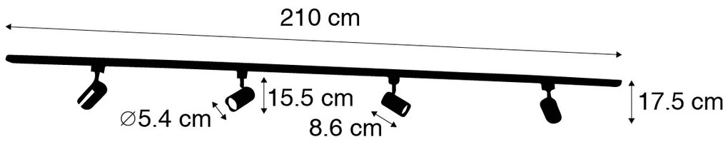 Modern ezüst sínrendszer 4 lámpával, 1 fázisú - Yade