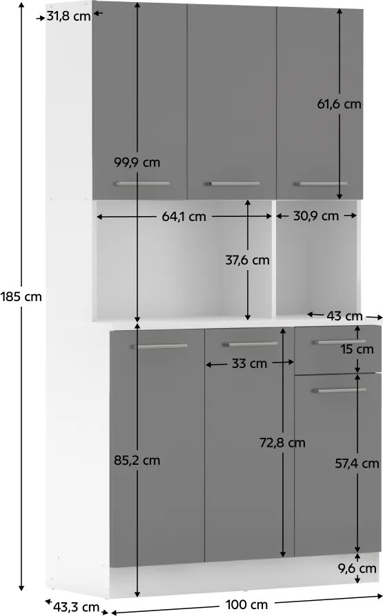 Hatajtós szekrény, fehér/grafit, PELION NEW