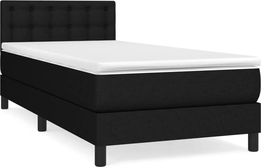 vidaXL fekete szövet rugós ágy matraccal 90x200 cm